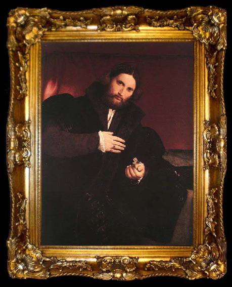 framed  Lorenzo Lotto Man with a Golden Paw, ta009-2